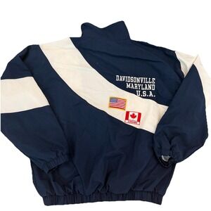 Vintage 90s Womens Large Windbreaker Zip Up USA Canada Nylon Zip Up Jacket